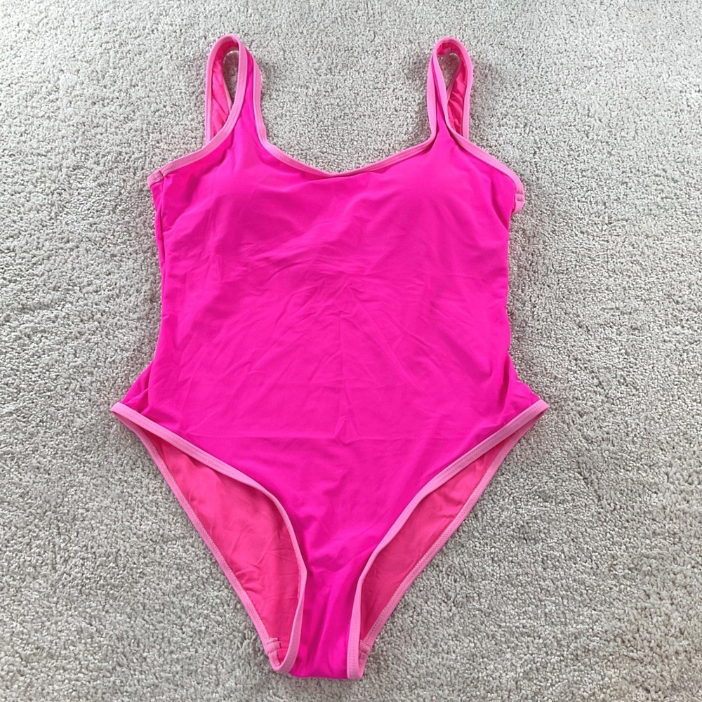 Leoparts‎ Women Hot Pink One Piece Swimsuit Scoop Neck High Cut Size L NWT